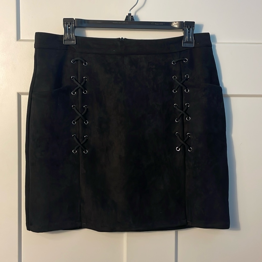 Black Lace-Up Women's Skirt